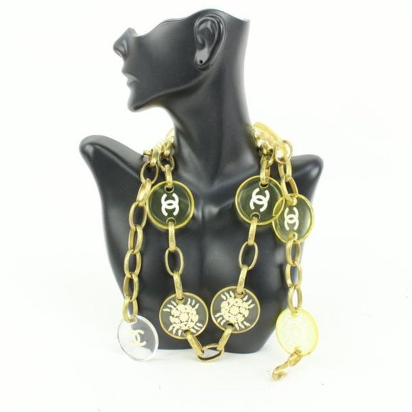 Chanel 95C Clear x Gold CC Chain Belt Necklace 2way 89cz425s - Picture 1 of 12